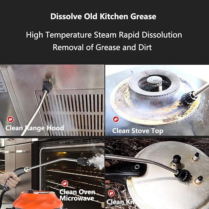 High Pressure Steam Cleaner 105℃ Hot Pressurized Cleaner for Kitchen Bathroom Tile with Sprayer Air Conditioning Refrigerator Stove Cleaning (US Plug 110V)