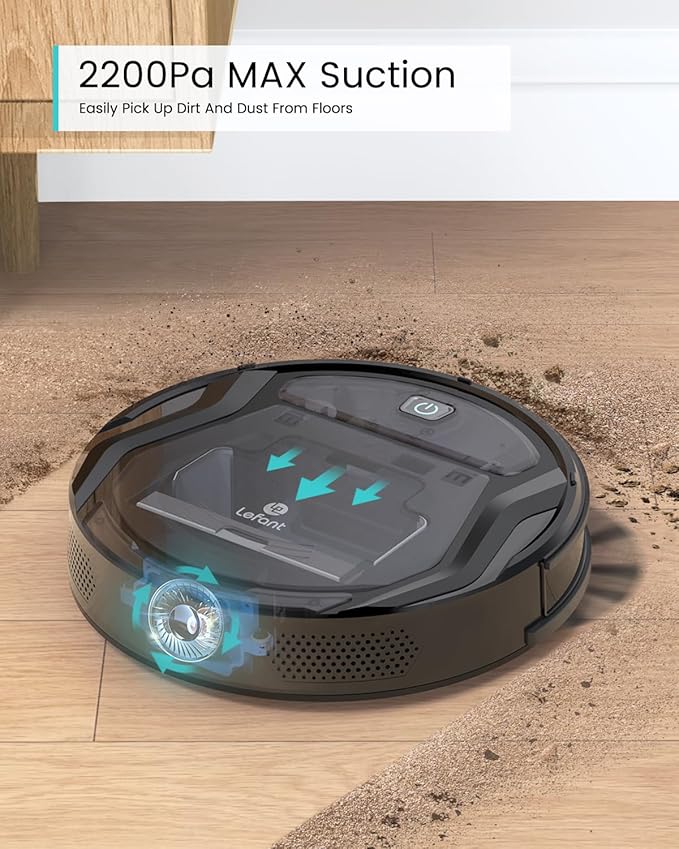 Lefant M210 Pro Robot Vacuum Slim Quiet 3 Adjustable Suction Levels 6 Modes Robot Vacuum Cleaner for Pet Hair Hard Floors &amp Low Carpets Self-Charging WiFi/App/Alexa Control Black