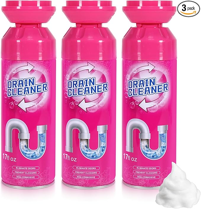 Foaming Drain Cleaner Sink Cleaner and Deodorizer Drain Clog Remover for Kitchen Sinks Tubs Shower Drains (3 Pcs)