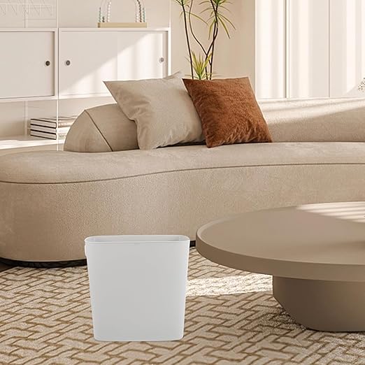 Luxshiny Slim Trash Can Plastic Waste Basket Rectangle Garbage Container Narrow Wastebasket Recycle Bin for Bathroom Bedroom Kitchen Living Room 28X27X12.5cm