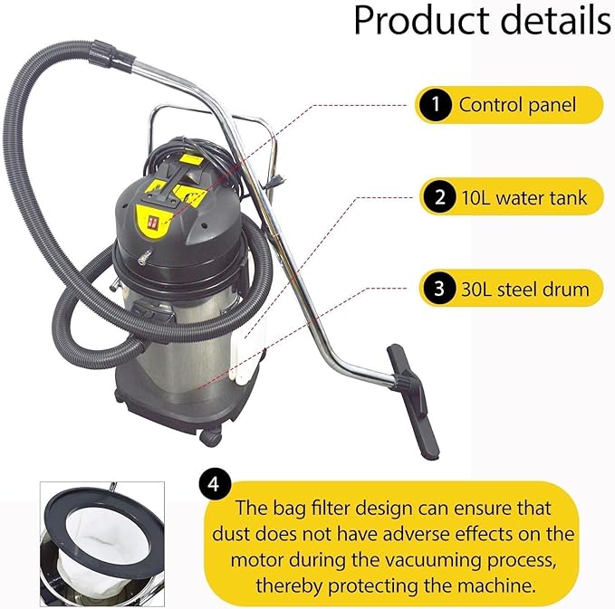 Commercial Carpet Cleaner Machine 30L 1000W 3-in-1 Carpet Vacuum Extractor for Carpets Curtains Sofa 110V