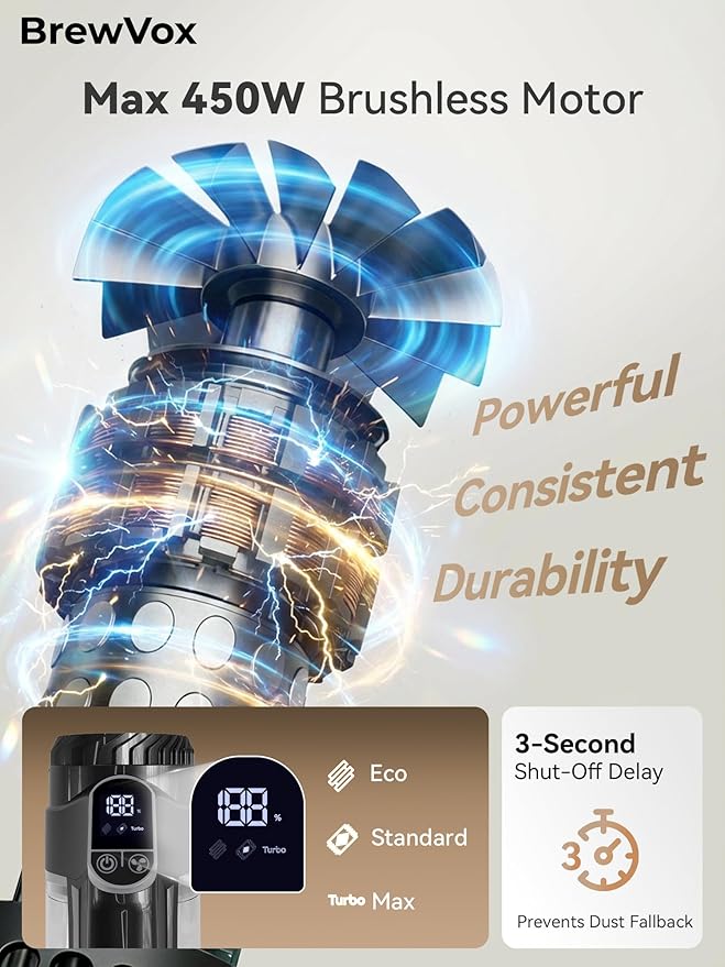 Telescopic Cordless Stick Vacuum Cleaner for Home Carpet &amp Pet Hair 40kPa Powerful Suction 450W Motor 65 Min Runtime 2.5H Quick Rechargeable for All Floors