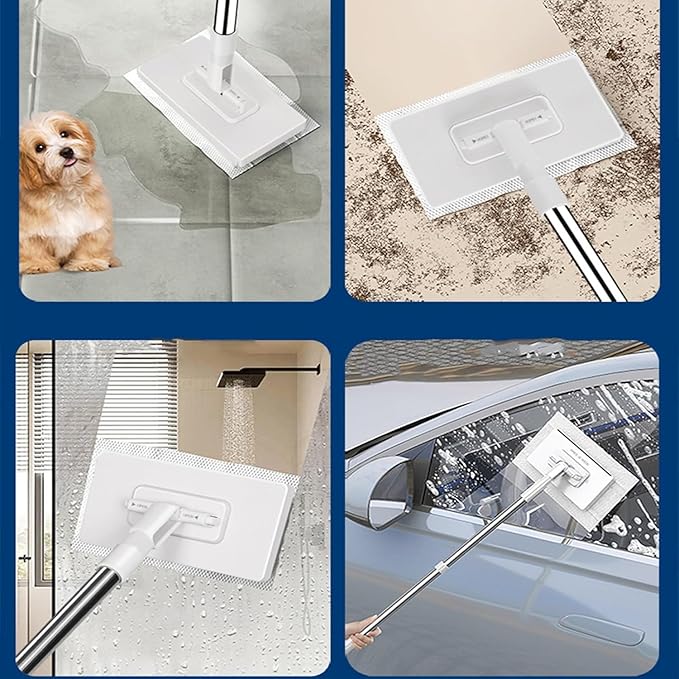 Convenient Cloth Changing Mini Mop Automatic Cloth Changing Mini Mop Dust with Handle Multi Surface Floor Mopping Dust with Handle Sweeping Cloths for Wall Window (2pcs)