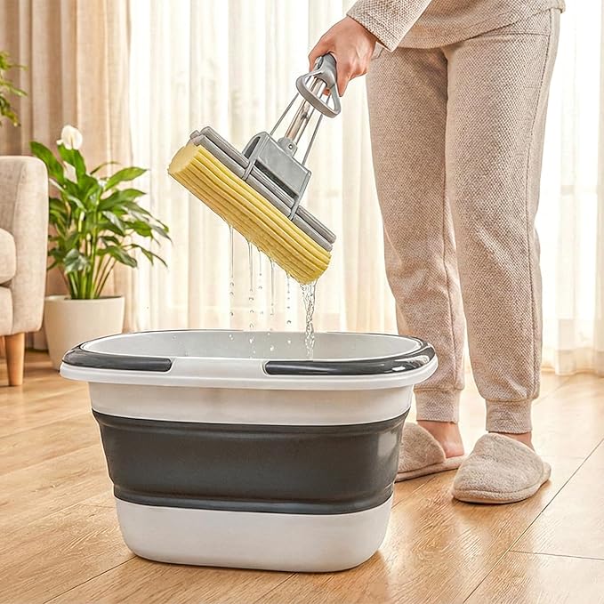 Coloch 2 Pack 16L/4.2 Gallon Collapsible Plastic Bucket Foldable Mop Bucket Laundry Basket with Handle Portable Water Pail Space-Saving Bucket for House Cleaning Car Washing Fishing Camping