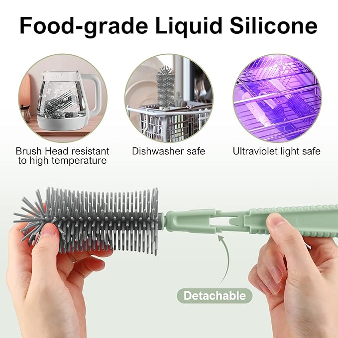 6 in 1 Bottle Cleaner Brush Set with Travel Bottle Drying Racks360° Cleaning Baby Bottle BrushNipple BrushStraw Cleaner BrushSoap Dispenser &amp Organizer CaseBaby Essentials for Home&ampTravel