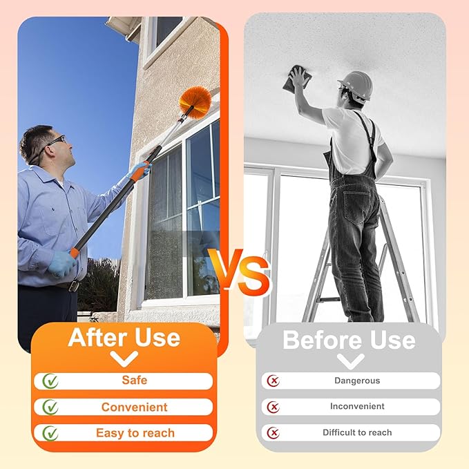 30FT Cobweb Duster with Extension Pole Spider Web Brush for Cleaning Extendable Professional Ceiling and Corner Dusters for Outdoor Indoor Use