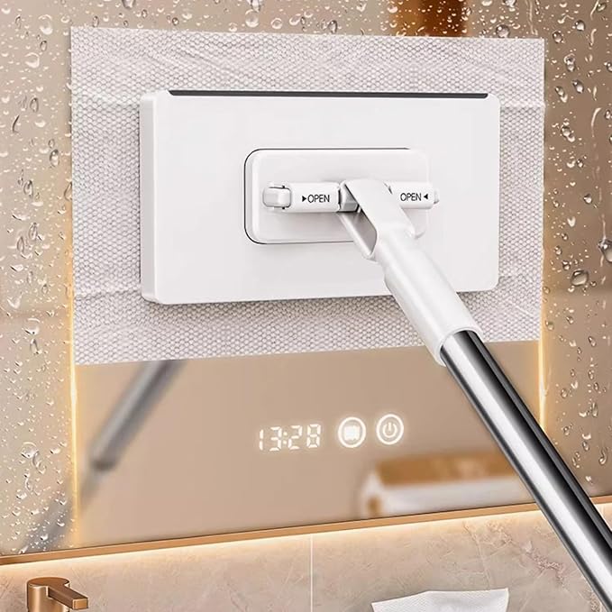 Snap Grip Mini Mop Reusable No-Wash Retractable Gap Dust Cleaner Flat Mops 100cm Long Handle with Locking Head &amp 10pcs Sweeping Cloths for Multi Surfaces Dry &amp Wet Cleaning