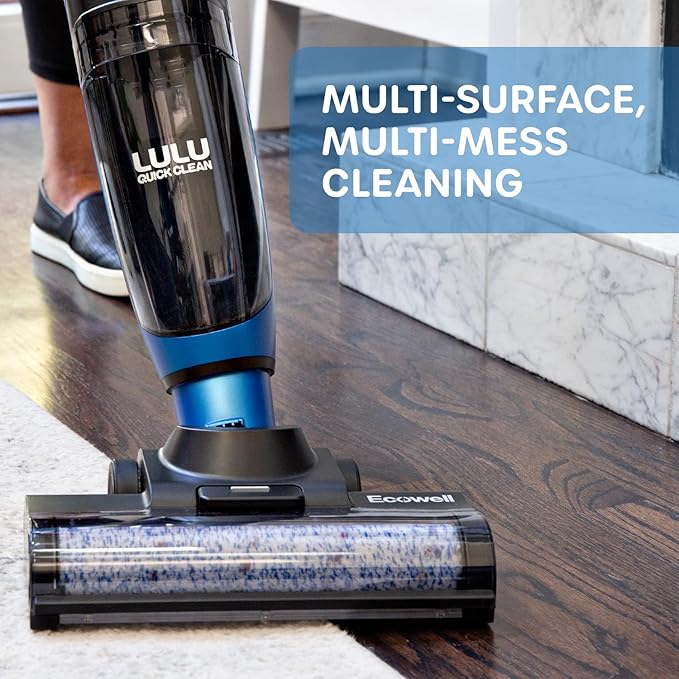 Ecowell Cordless Wet Dry Vacuum Cleaner Multi-Surface for Hard Floors and Area Rug Voice Prompt LULU Quick Clean P04 Blue