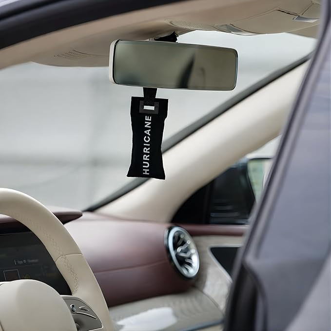 HURRICANE Car Air Freshener Black – Long Lasting Natural Luxury Scent Hanging Leather &amp Oak Moss Fragrance Accessories Automotive Refresher Refillable Car Perfume Spray for Men and Women