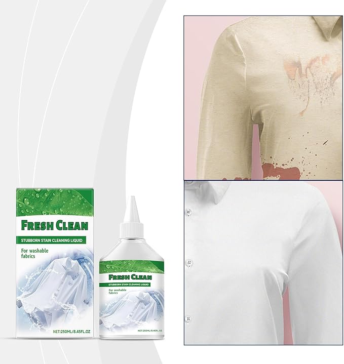 Liquid Stain RemoverStubborn Stain Cleaning Liquid Multi-Fabric Cleaner Oil and Grease Stain Remover for Clothes Fresh Clean Cleaning Food Grease Coffee Off Laundry Underwear Fabric (3PCS)