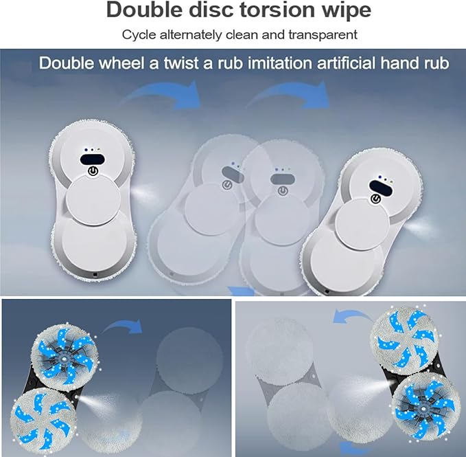 Window Cleaning Robot Window Robot Vacuum Cleaner 2800Pa Strong Suction Smart Window Cleaning Robot Remote Control Cleaning for Interior/Exterior Windows Mirror Door