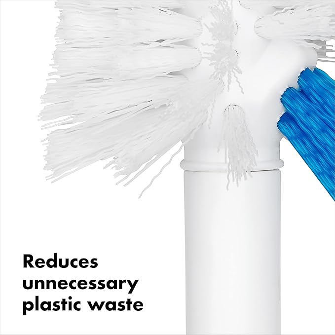 OXO Good Grips Toilet Brush with Rim-Cleaner Replacement Head White Plastic Handle 10-Inch