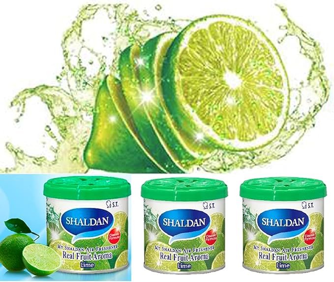 My Shaldan Lime Scent 3-cans V8 Original Classic Formula Car Cup-holder Natural air freshener Real Fruit Aroma