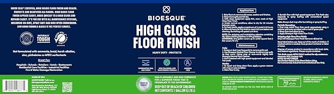 Bioesque High Gloss Floor Finish 1 Gallon (Pack of 4)