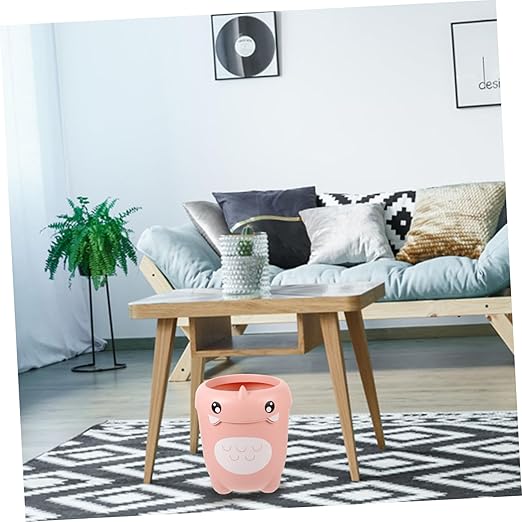 Happyyami Cute Boys and Girls Decorative Trash Can Cartoon Dinosaur Wastebasket Clamp Ring Small Waste Basket for Bedroom