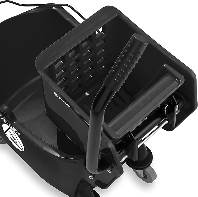 Dryser Commercial Mop Bucket with Side Press Wringer 26 Quart Black