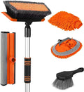 Wontolf 62'' Car Wash Brush with Long Handle Scratch-Free Soft Bristles Sturdy Car Wash Mop Complete Cleaning Brush Kit Wash Mitt Towel Windshield Squeegee Wheel Tire Brush for Car Truck RV Orange