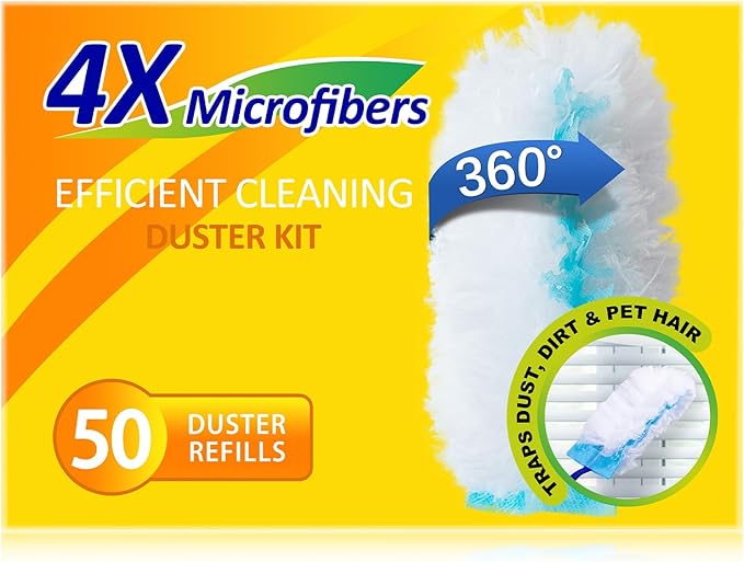 360 Duster Refills for Swiffer Refill Kit with 50 Dusters for Cleaning Home &amp Car Heavy Duty Multi Surface