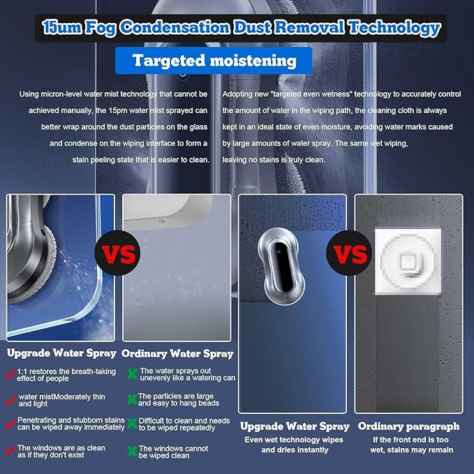 Intelligent Robot Glass CleanerRobot Glass Cleaner3 Cleaning Modes 5KG Adsorption Force Double Disc Double Suction Design Multiple Safety Protections for High Windows Ceiling