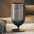 Mrbin Stainless Steel Motion Sensor Trash Can with Lid 5.3 Gallon Wine Glass Shaped Automatic Waste Basket Touchless Smart Round Tall Garbage with High Leg for Office Bedroom Kitchen Eclipse Grey