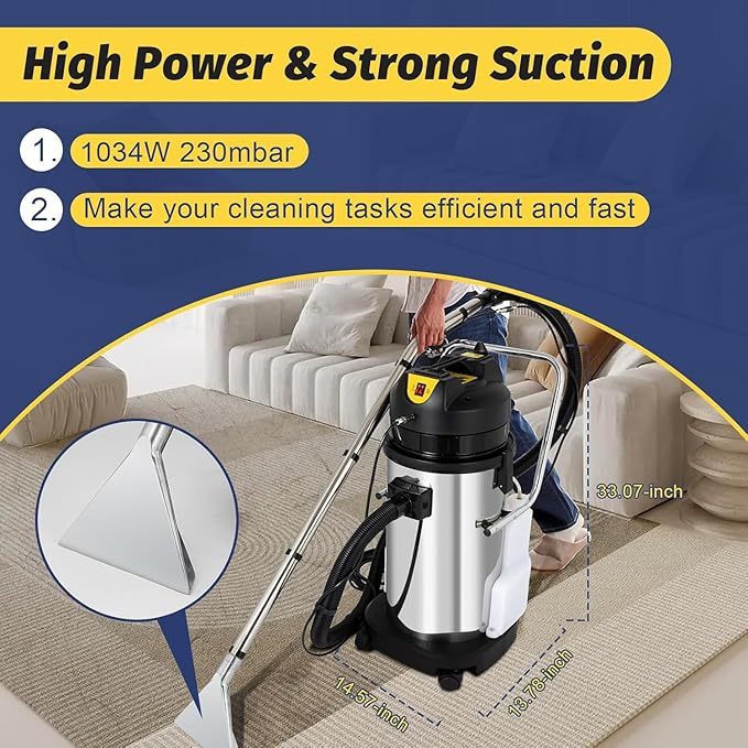 Commercial Carpet Cleaner 3 in 1 Multi-Purpose Floor Cleaning Machine Heavy Duty Extractor Vacuum Washing Machine Sofa Curtain Carpet Cleaning Machine 40L