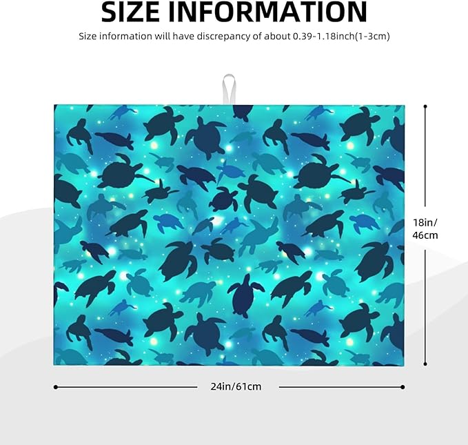 Sea Turtles Blue Dish Drying Mat For Kitchen Counter Absorbent Microfiber Dishes Pad Dish Drainer Rack Mats Fast Dry Reusable Washable Large 18x24