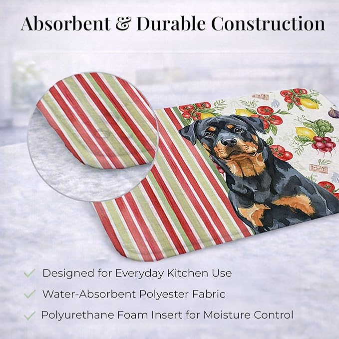 Caroline's Treasures Rottweiler Vegetables Dish Drying Mat Absorbent Dish Drying Mat Pad for Kitchen Counter Dish Drainer Mat for Countertop 14 x 21 Multicolor