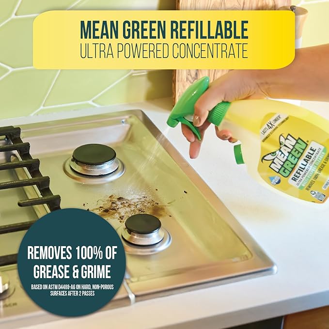 Mean Green Ultra Powered Refillable Cleaner Concentrate Variety 3 Pack – Multi-Purpose Citrus &amp Green Tea Bathroom Tropical Breeze Glass Fresh – 14.3 fl oz Each