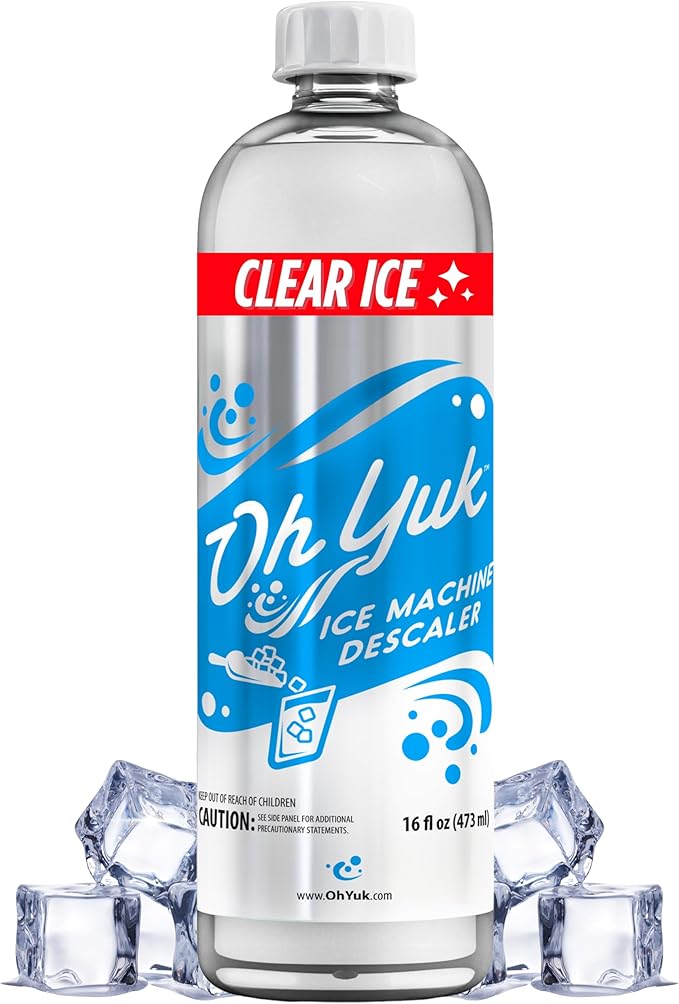 Oh Yuk Ice Machine Cleaner Descaler – Scale &amp Buildup Remover Nickel-Safe Ice Maker Cleaning Solution Compatible with GE nugget Igloo &amp All Standalone Ice Makers. For A Fresh Ice Machine
