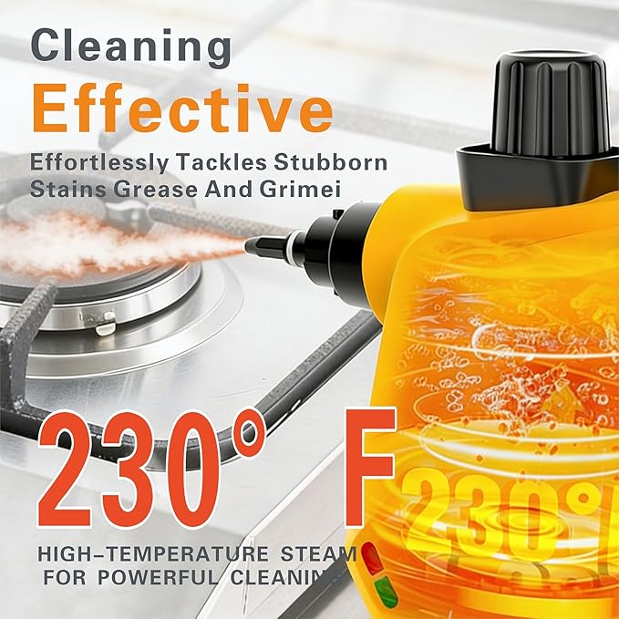 Handheld Steam Cleaner for Home Car Carpet - Pressurized Portable Steamer with 9 PCS Attachments for Deep Cleaning Tile Grout &amp Surfaces - Handheld Steamer Machine &amp Cleaning Tools Included