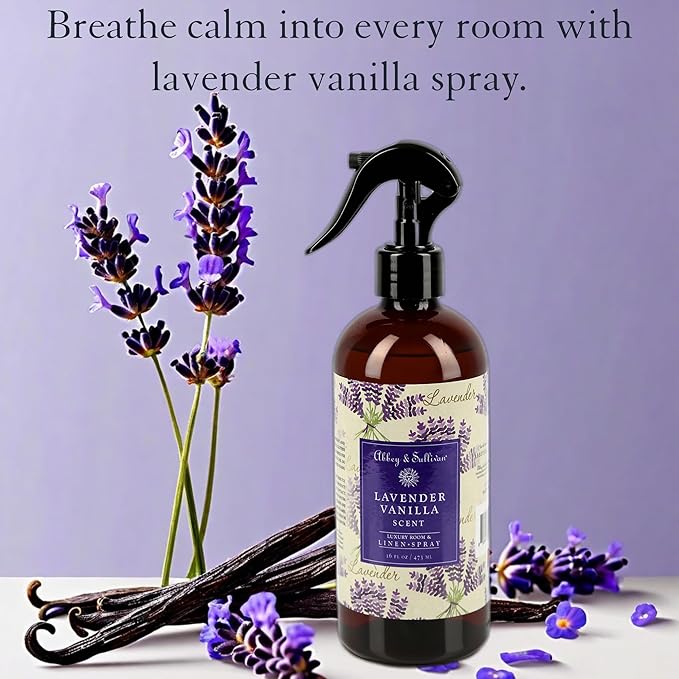 Abbey &amp Sullivan Linen Spray Lavender Vanilla Fabric Freshener and Odor Eliminator Pack of 2 16 oz