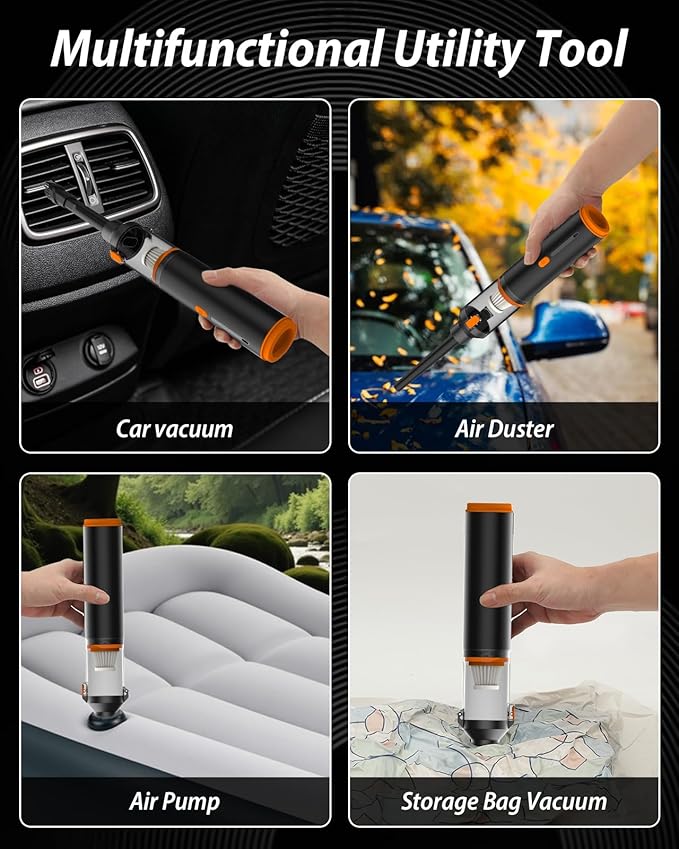 Car Vacuum 19000Pa Powerful Suction Cordless Handheld Vacuum Cleaner &amp Air Duster Portable Hand Held Mini Vacuum Rechargeable for Car Home &amp Office