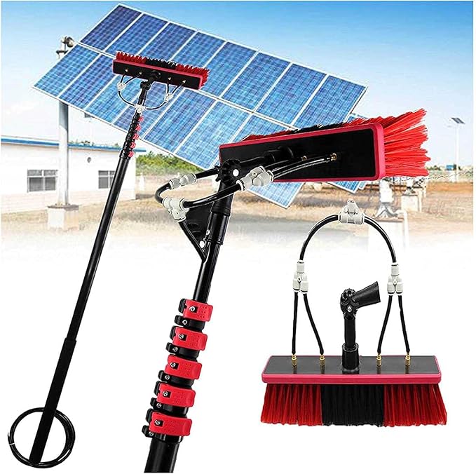 Glass Cleaning Brush Home Water Fed Telescopic Pole Kit Solar Panel Brush Rotating for Photovoltaic PanelWindow Cleaning Pole Window Cleaning Brush Water Fed Telescopic Brush extendable Cle