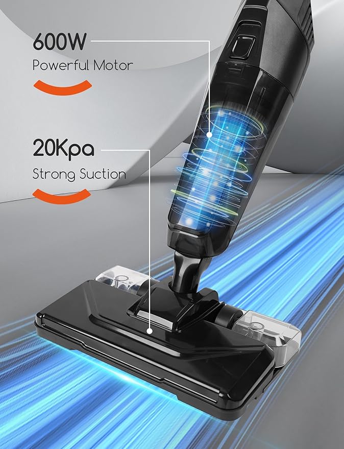Stick Vacuum Cleaner with 3 Mop Pads Electirc Mop 600W 18kpa Powerful Suction Corded Upright Vacuum Lightweight Electric mop for Tile Hardwood FloorMarble Cleaning