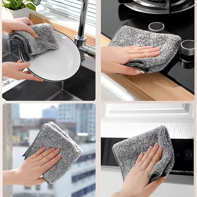 60 count Tear-Free 4 Gallon Trash Bag with Drawstring + 2 pairs Kitchen Dishwashing Gloves + 5 Pack Cleaning Cloth.