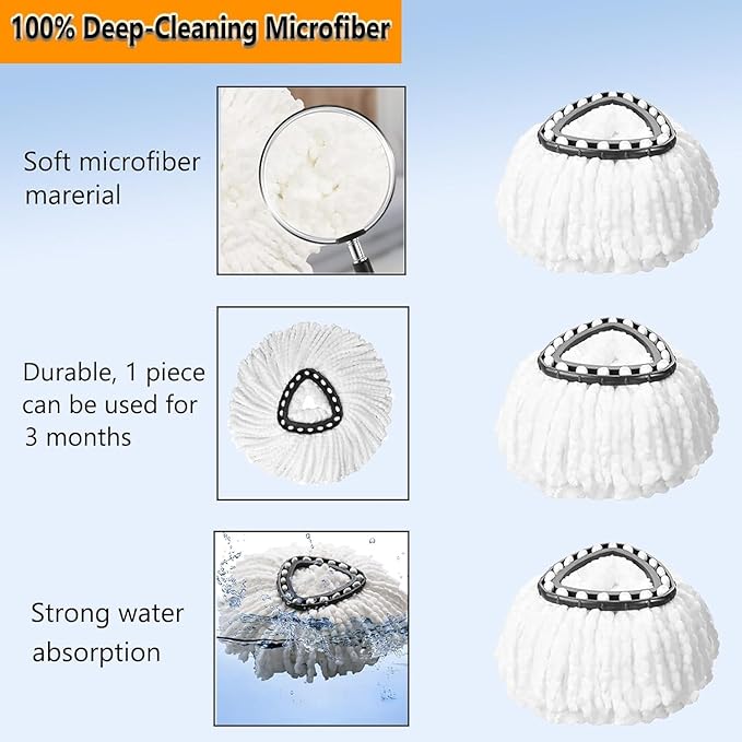 16Pack Spin Mop Replacement Heads100% Microfiber Mop Head Replacement Compatible with Triangle Spin Mop 360 Degree Spin Mop Refill for Easy House Cleaning Floor Mopping