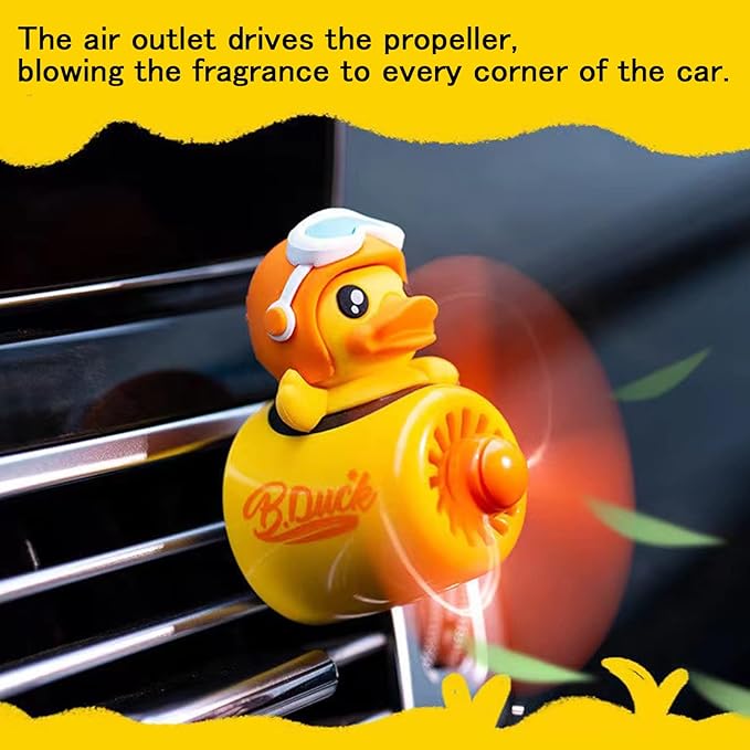2 Pieces Car Air Fresheners Cute Bear Pilot Car Diffuser Propeller Air Outlet Vent Fresheners Suitable for Automotive Interior Decoration (Duck+Fox)