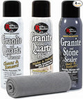 Rock Doctor Granite &amp Quartz Cleaner Care Kit 3 Piece Maintenance Stone Care Combo Kit – Cleans &amp Renews Marble Travertine Tile and All Other Stone Fresh With Microfiber Cloth