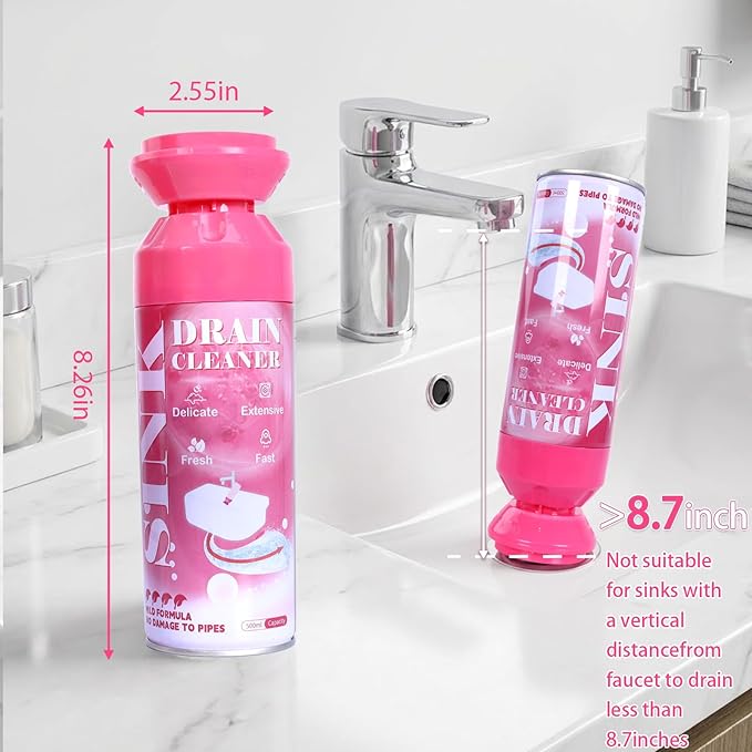 Foaming Drain Cleaner - Sink Cleaner and Deodorizer for Kitchen Sinks Shower Drains and Tubs Monthly Maintenance to Avoid Clogs. (2pcs coral pink)