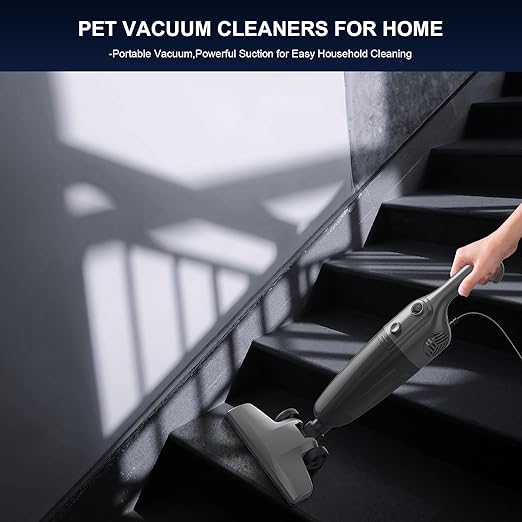 Vacuum Cleaners for Home - Corded Stick Vacuum Cleaner High Power Suction Vac for Pet Hair Carpet Hardwood Floor Household Hand Lightweight Handheld Portable Car Vac MC Black