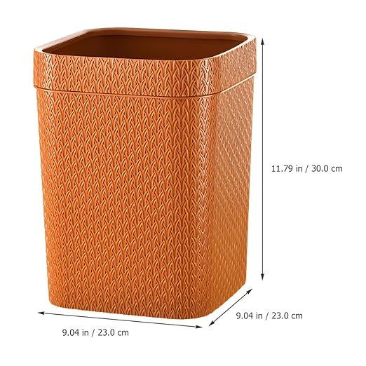 Woven Waste Paper Basket Large Household Trash Can Imitation Rattan Plastic Waste Container Open Top for Kitchen Living Room Office