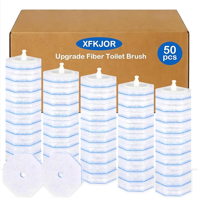 50 Count Toilet Wand Refills for Clorox - Upgrade Fiber Toilet Brush 5X Cleaning Power Toilet Scrubber Refill Compatible with Clorox Toilet Wand Refills No Falling Apart | Fresh Fragrance