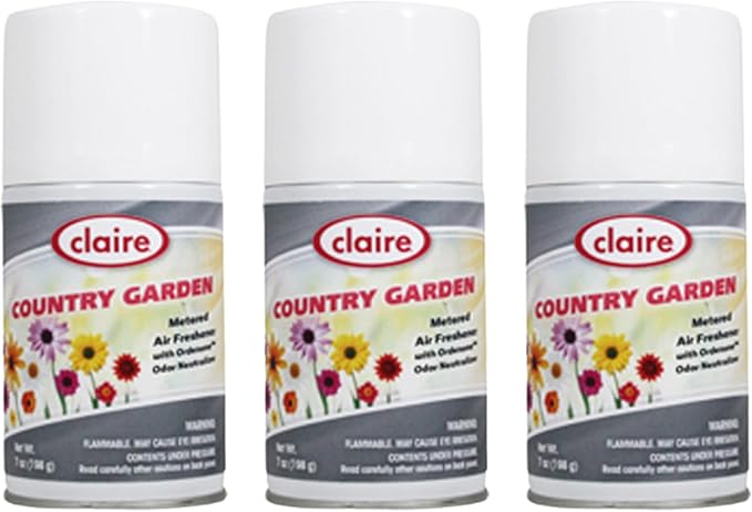 Claire CL118 7 Oz. Country Garden Metered Air Freshener Aerosol Can (3 Pack)