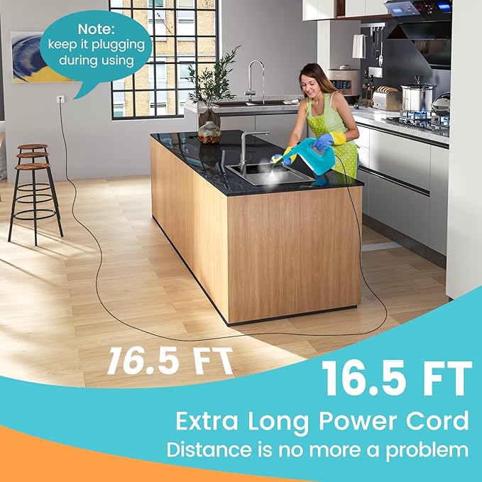 Goplus Handheld Steam Cleaner 1400W Pressurized Steam Cleaner w/Continuous Steam w/Unlimited Use Time 13.5 OZ Water Tank Child Lock &amp 14-Piece Accessory Kit Portable Chemical-Free Steamer Mop