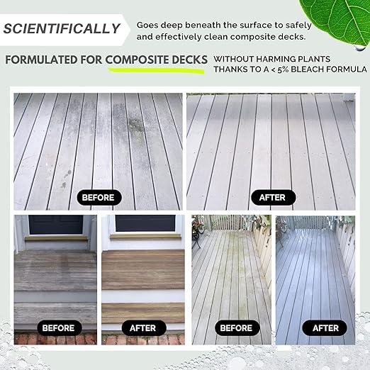 Wash Safe™ SPRAY &amp CLEAN Commercial-Strength Composite Deck Cleaner | Remove Black Stains | Cleans Up to 1500 sq. ft. | Deep Set Cleaning 1 Gal.