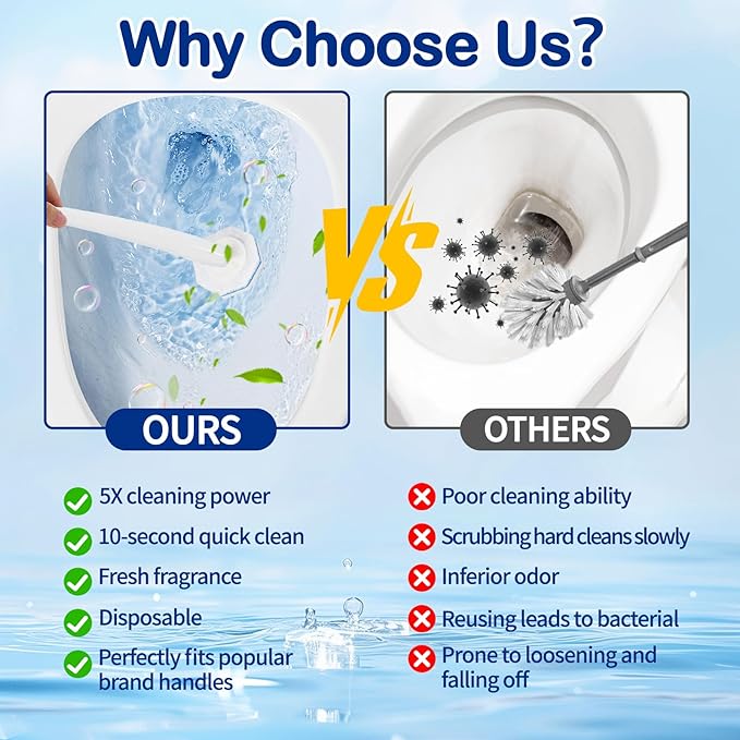 100 Count Disposable Toilet Wand Refills for Clorox Toilet Wand 5X Cleaning Power Scrubber Refill High-Density Disposable Brush Refills 360° Efficient Cleaning No Falling Apart Fresh Fragrance.