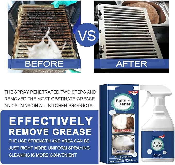 Kitchen Grease Foam Cleaner - Powerful Degreaser For Stove Hoods Cooktops Exhaust Vents Walls &amp Kitchenware(3PCS)