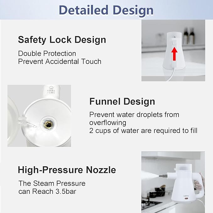 1000w Handheld Steam Cleaner 3.5bar High Pressure Steam 135℃ High Temperature Sterilization Multifunctional Household Cleaning 450ml Large Capacity Water Tank