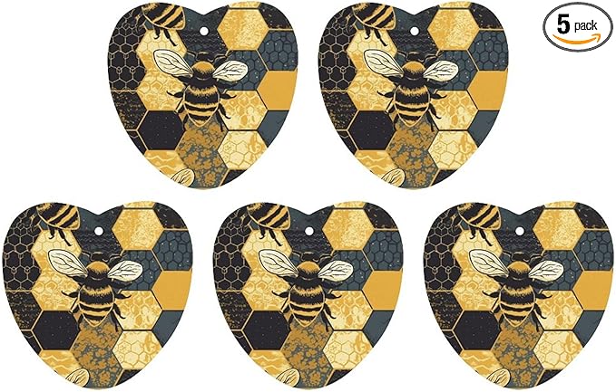 Car Air Freshener 5 Pcs Bee Geometric Honeycomb Car Aromatherapy Tablets Hanging Fragrance Diffuser Quickly Eliminate Odors Pendant Decor for Car Bedroom Wardrobe Gray