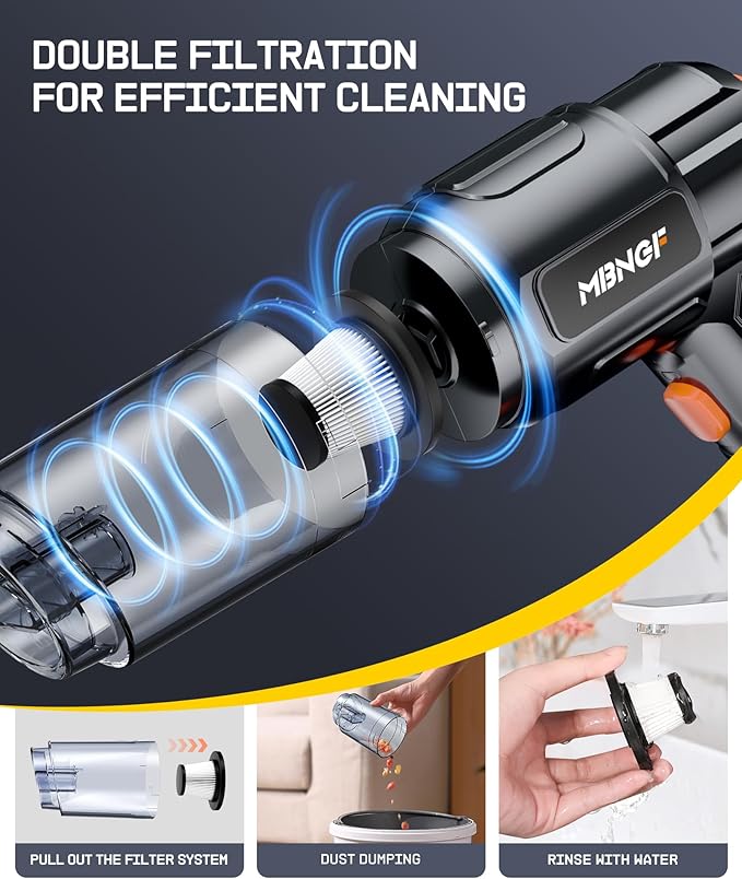 Car Vacuum Portable Cordless35000PA High Power Suction &amp Blower Handheld Vacuum Cleaner for Car Home Desktop KeyboardBirthday Gifts for Men Dad Husband(Midnight Black)